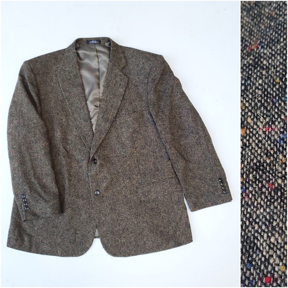 Barrington Ivy Prep 100% Wool Flecked Tweed Blazer Sport Coat Jacket Classic 46S